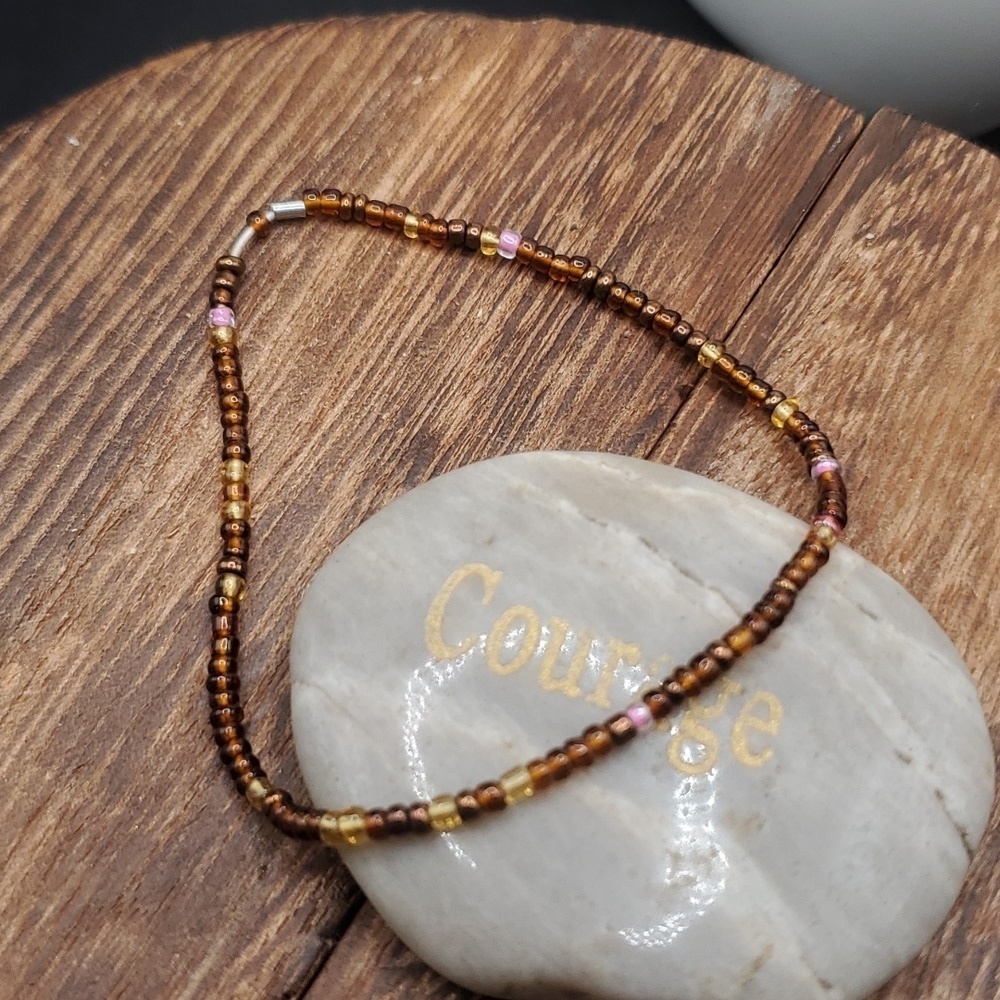 B2726 light brown rustic seed beaded bracelet southwestern cowgirl